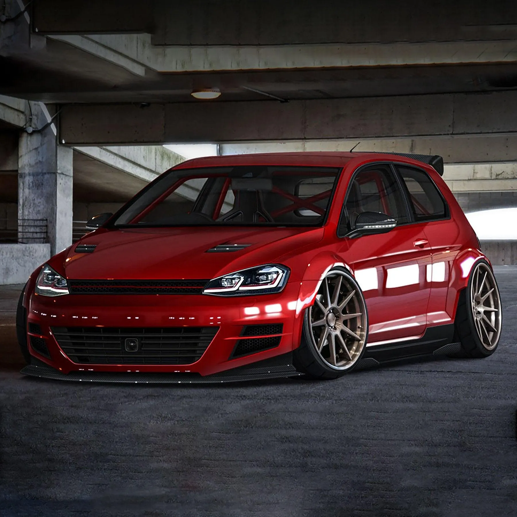 VLAND LED Projector Headlights For Volkswagen Golf 7 MK7 2013-2016 Silver & Red Stripe