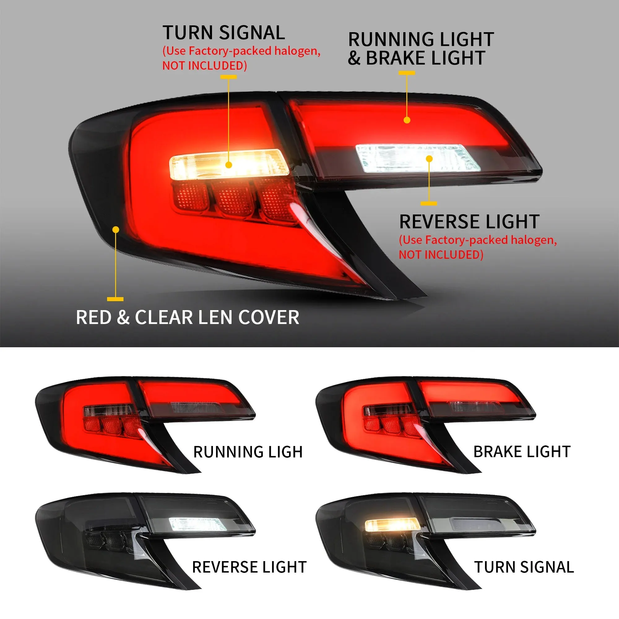 VLAND LED Tail Lights For Toyota Camry 2012-2014 XV50 7th Gen Red Smoked (MOQ of 100 Sets)