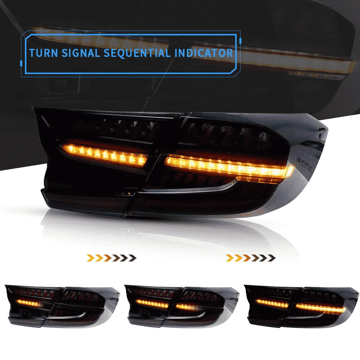 VLAND LED V4 Tail Lights For Honda Accord 2018-2021 10th Gen with Amber Sequential Turn Signal