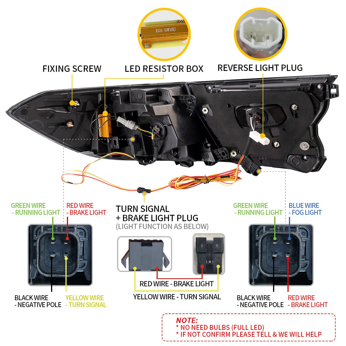 VLAND LED V4 Tail Lights For Honda Accord 2018-2021 10th Gen with Amber Sequential Turn Signal