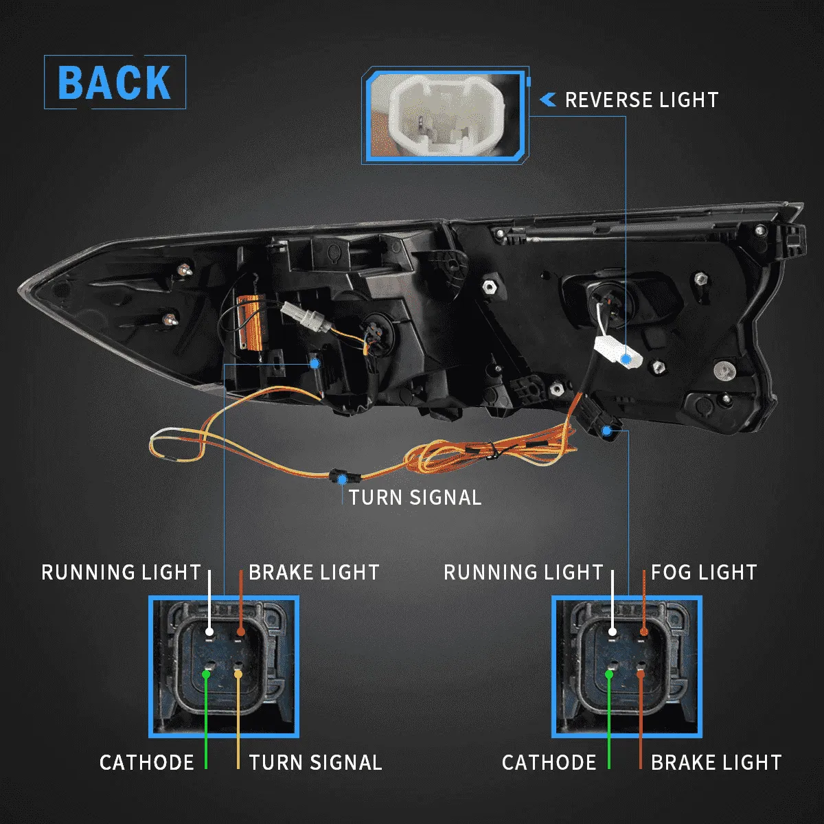 VLAND LED V4 Tail Lights For Honda Accord 2018-2021 10th Gen with Amber Sequential Turn Signal