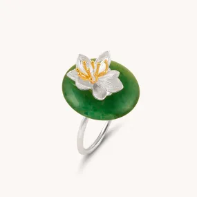 Water Lily Jade Pad Adjustable Ring