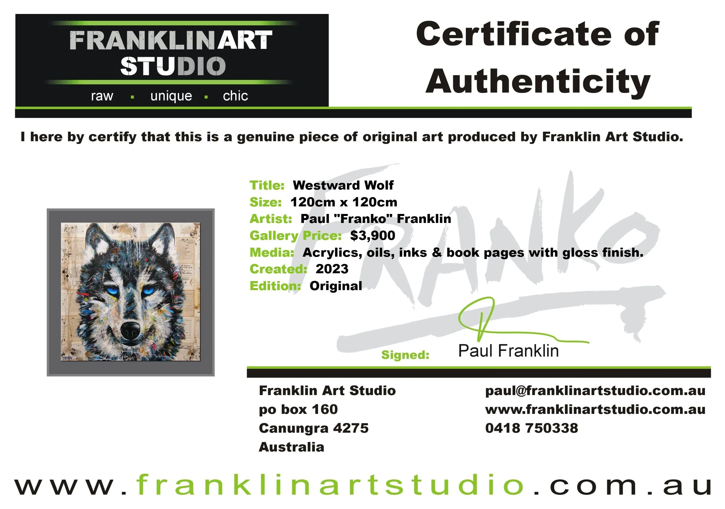 Westward Wolf 120cm x 120cm Wolf Abstract Realism Book Club Painting (SOLD)