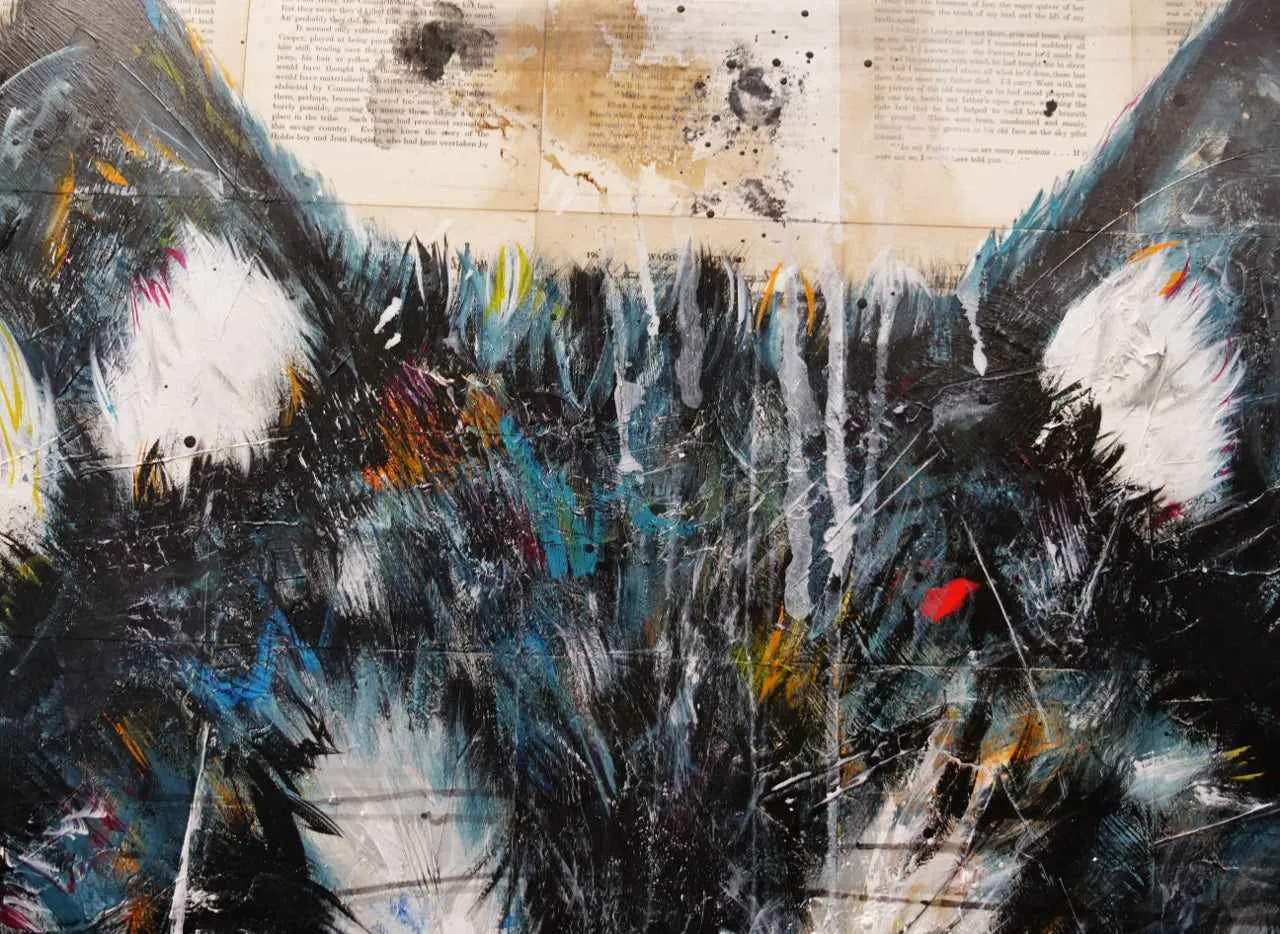 Westward Wolf 120cm x 120cm Wolf Abstract Realism Book Club Painting (SOLD)